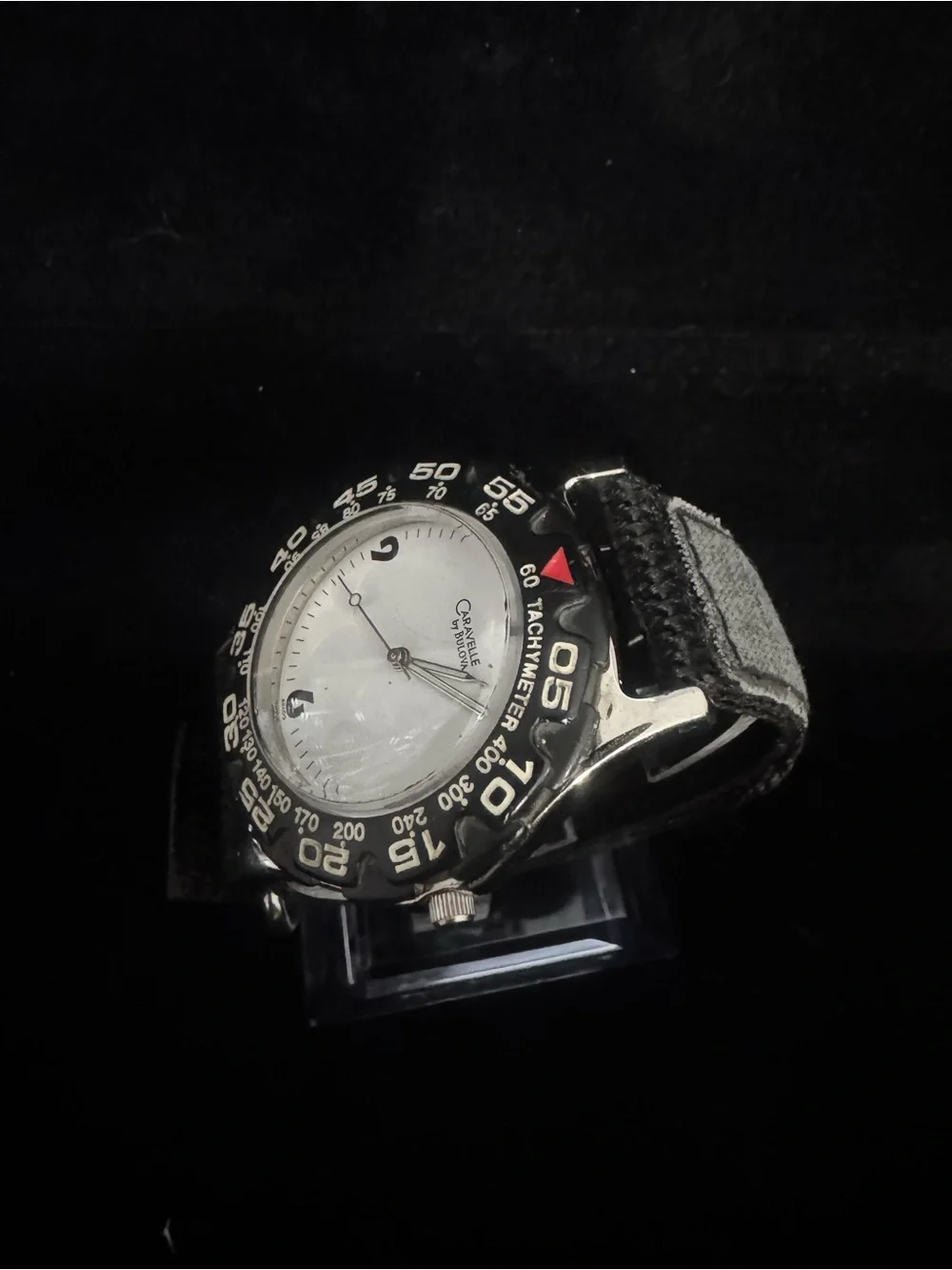 Caravelle by Bulova Men's Tachymeter Sport Watch - White Dial Black Bezel